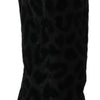 Dolce & Gabbana Elegant Black Leopard Print Short Boots