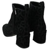 Dolce & Gabbana Elegant Black Leopard Print Short Boots