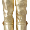 Dolce & Gabbana Elegant Gold Ankle Boots Socks with Rhinestones