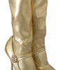 Dolce & Gabbana Elegant Gold Ankle Boots Socks with Rhinestones