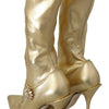 Dolce & Gabbana Elegant Gold Ankle Boots Socks with Rhinestones