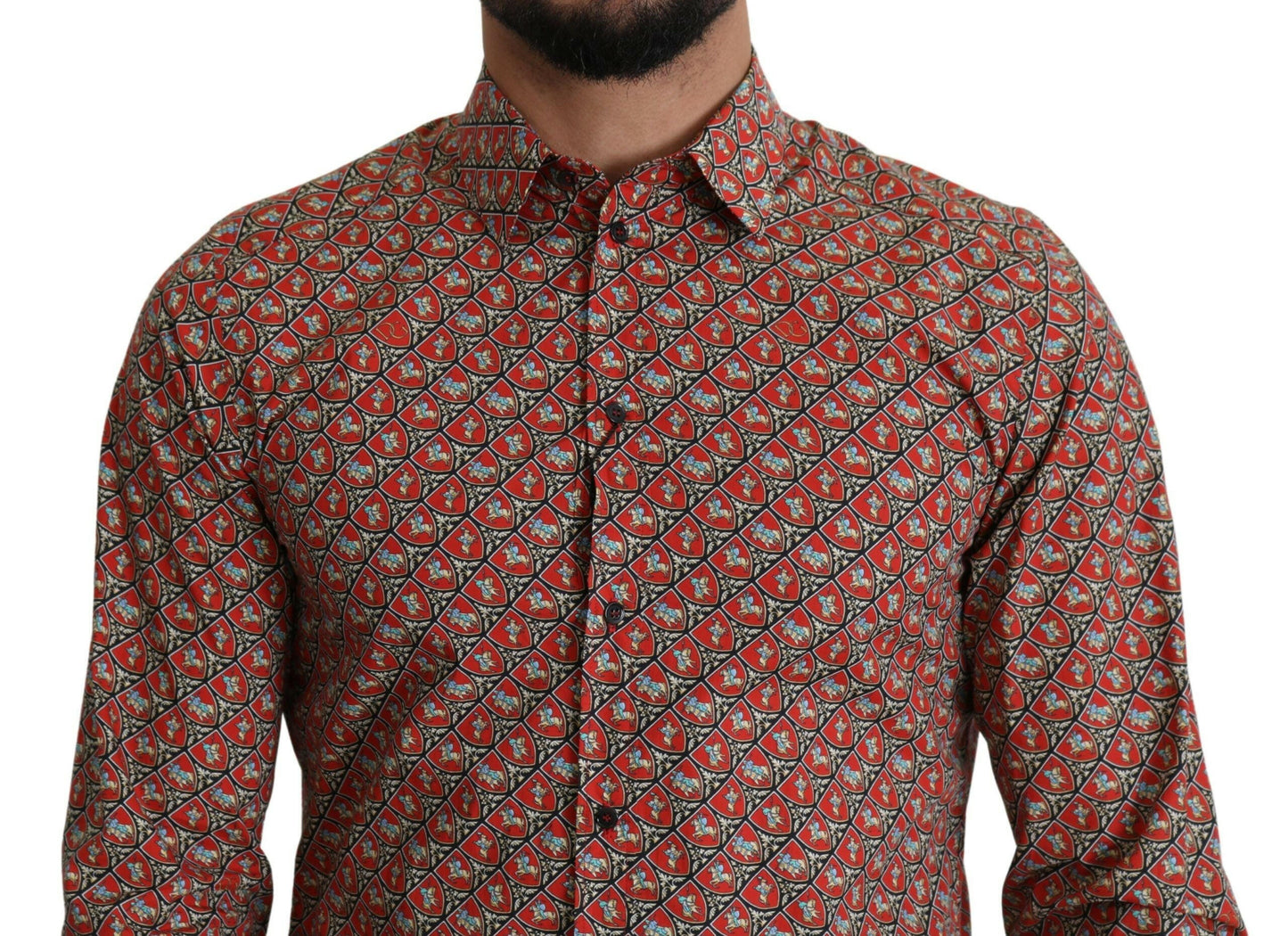 Dolce & Gabbana Elegant Red Martini Fit Cotton Shirt