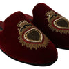 Dolce & Gabbana Red Velvet Embroidered Slides