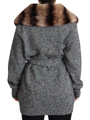 Dolce & Gabbana Elegant Cashmere Cardigan with Rabbit Fur Collar