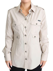 Elegant Beige Cotton Safari Shirt