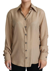 Elegant Beige Silk Shirt