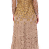 Lanre Da Silva Ajayi Exquisite Gold Lace Maxi Dress with Crystals