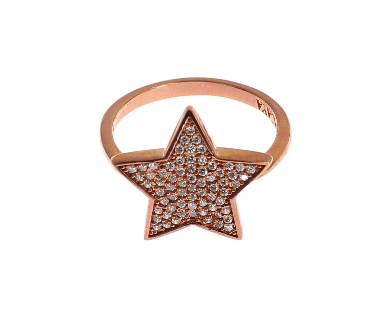 Nialaya Dazzling Pink Gold Plated Sterling Silver CZ Ring