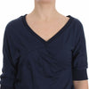 Exte Elegant Deep V-Neck Sweater in Blue