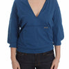 Exte Elegant Deep V-Neck Sweater in Blue