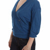 Exte Elegant Deep V-Neck Sweater in Blue