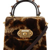 Dolce & Gabbana Elegant Giraffe Pattern Welcome Bag with Gold Accents