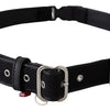 GF Ferre Chic Black Leather Waist Belt with Chrome Buckle