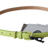 Scervino Street Classic Green Leather Belt with Silver-Tone Hardware