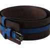 Costume National Elegant Brown Leather Belt with Blue Lining