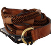 Scervino Street Elegant Braided Leather Belt in Dark Brown