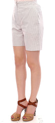 Chic White Checkered Cotton Shorts