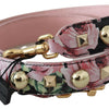 Dolce & Gabbana Floral Gold Stud Leather Strap in Pink