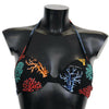 Dolce & Gabbana Chic Black Coral Print Bikini Top