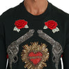 Dolce & Gabbana Emerald Cotton Sweater with Crystal Embroidery