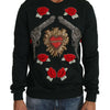 Dolce & Gabbana Emerald Cotton Sweater with Crystal Embroidery