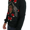 Dolce & Gabbana Emerald Cotton Sweater with Crystal Embroidery