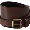 PLEIN SUD Elegant Rustic Gold-Tone Leather Belt