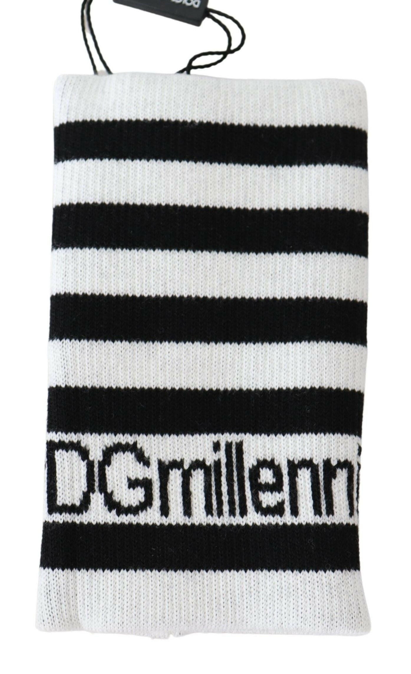 Dolce & Gabbana Elegant Black & White Wool Blend Wrist Wrap