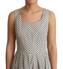 Dolce & Gabbana Polka-Dotted Beige Sleeveless A-line Dress