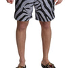 Dolce & Gabbana Elegant Gray Zebra Print Swim Trunks