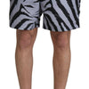 Dolce & Gabbana Elegant Gray Zebra Print Swim Trunks