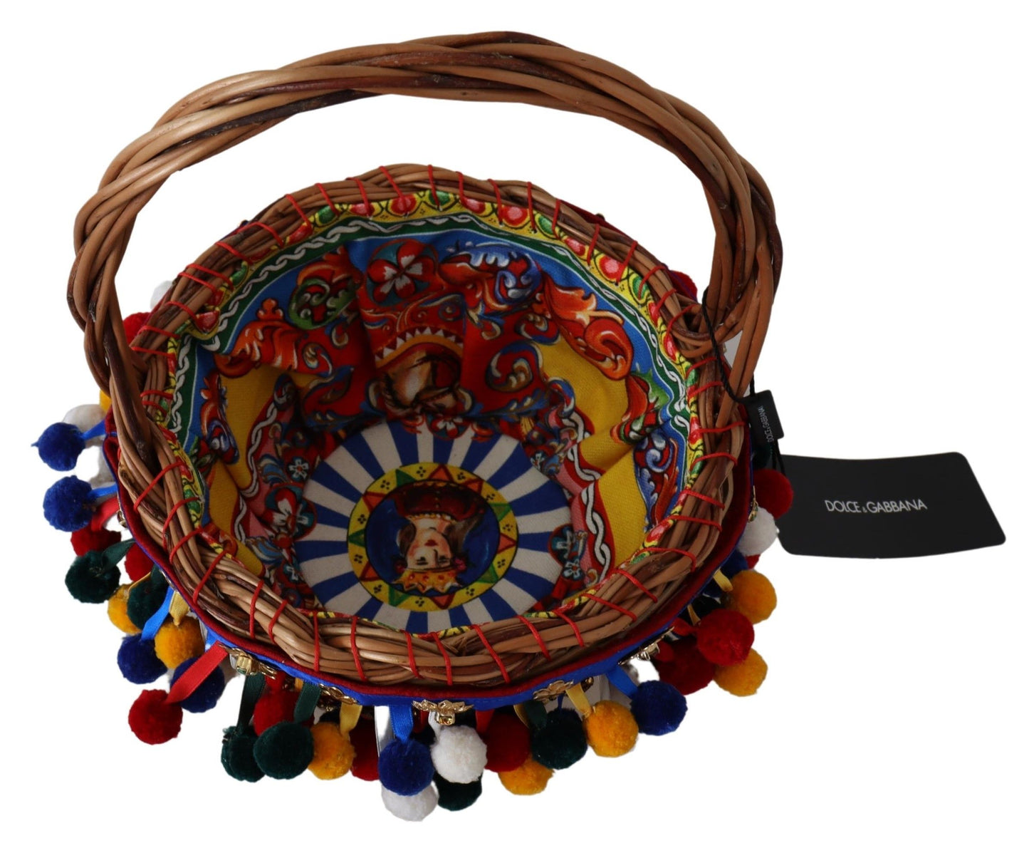 Dolce & Gabbana Multicolor Embellished Wicker Tote