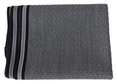 Elegant Gray Wool Scarf with Signature Stripes