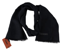 Elegant Unisex Wool Scarf with Fringes and Logo