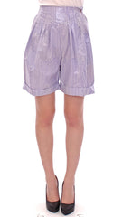 Elegant Purple Viscose Shorts - Side Zip Closure