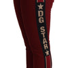 Dolce & Gabbana High-Waist Embroidered Red Skinny Trousers