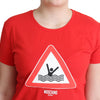 Moschino Chic Red Graphic Cotton Tee