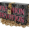 Dolce & Gabbana Gray Resin Dolce Box Clutch with Gold Details