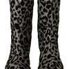 Dolce & Gabbana Elegant Leopard Print Mid Calf Boots