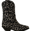 Dolce & Gabbana Elegant Leopard Print Mid Calf Boots