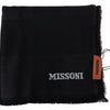 Missoni Elegant Black Wool Scarf with Logo Embroidery