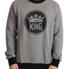 Dolce & Gabbana Elegant Gray Crown Motif Crewneck Sweater