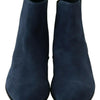 Dolce & Gabbana Chic Blue Suede Mid-Calf Boots with Stud Details