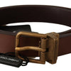 Dolce & Gabbana Elegant Brown Leather Belt with Gold Buckle