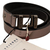 Costume National Chic Pink Metallic Leather Belt with Bronze Buckle