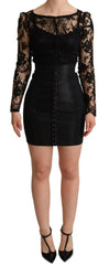 Dolce & Gabbana Elegant Black Lace Mini-Dress Delight