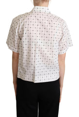 Chic Monochrome Polka Dot Polo Top