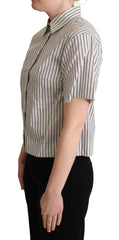 Chic Monochrome Striped Polo Shirt