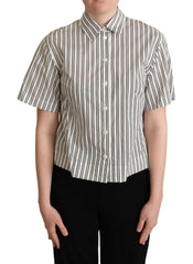 Elegant Striped Cotton Polo Top