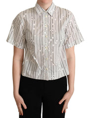 Geometric Elegance Collared Polo Top